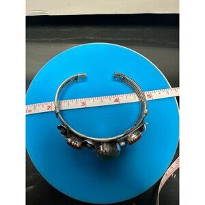 VTG Sterling Silver Turquoise and Coral Cuff Bracelet. 44 grams